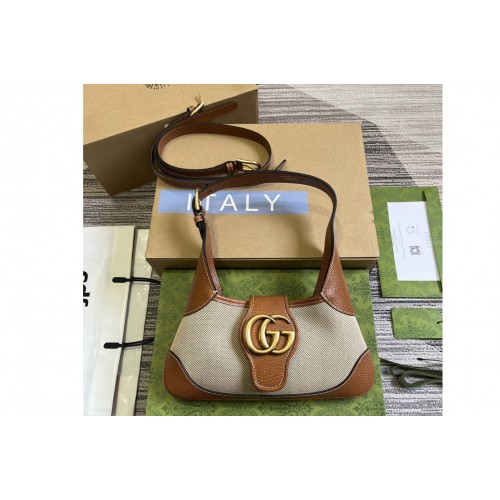 Gucci Aphrodite Small Shoulder Bag in Beige Cotton