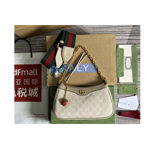 Gucci Ophidia small handbag in Beige and White Supreme canvas