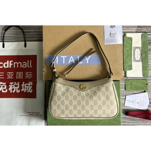 Gucci Ophidia small handbag in Beige and White Supreme canvas