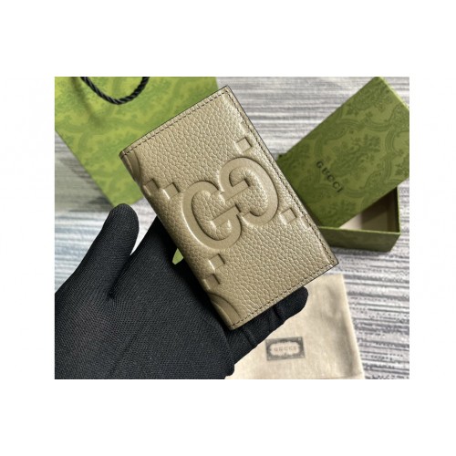 Gucci Jumbo Card Case in Taupe jumbo leather