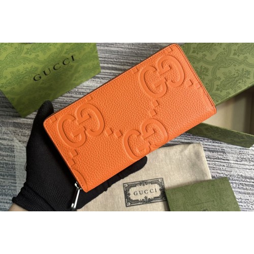 Gucci Jumbo Zip Around Wallet in Orange jumbo leather