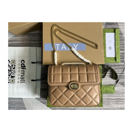 Gucci Deco Small Shoulder Bag in Beige quilted leather