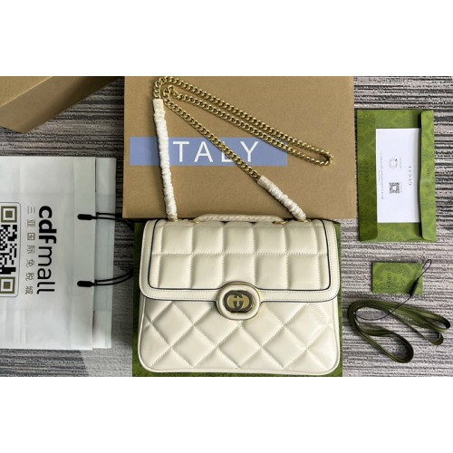 Gucci Deco Small Shoulder Bag in White quilted leather
