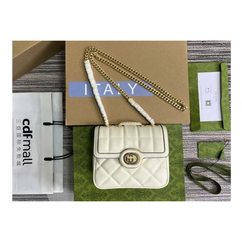 Gucci Deco Mini Shoulder Bag in White quilted leather