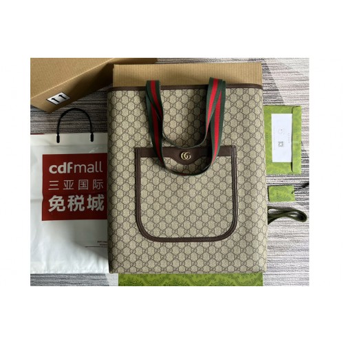 Gucci Ophidia Large Tote Bag in Beige and ebony Supreme canvas