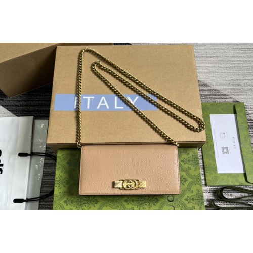 Gucci Chain Wallet With Interlocking G Python Bow Bag in Rose beige leather