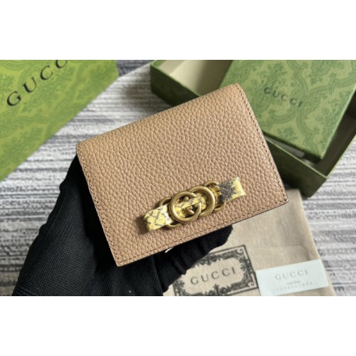 Gucci Wallet With Interlocking G Python Bow Bag in Rose beige leather