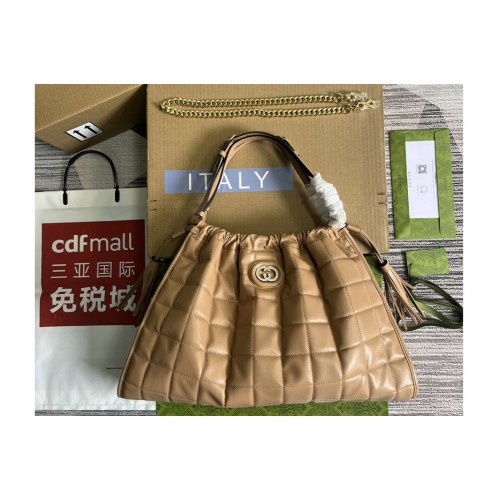 Gucci Deco Medium Tote Bag In Rose beige quilted leather