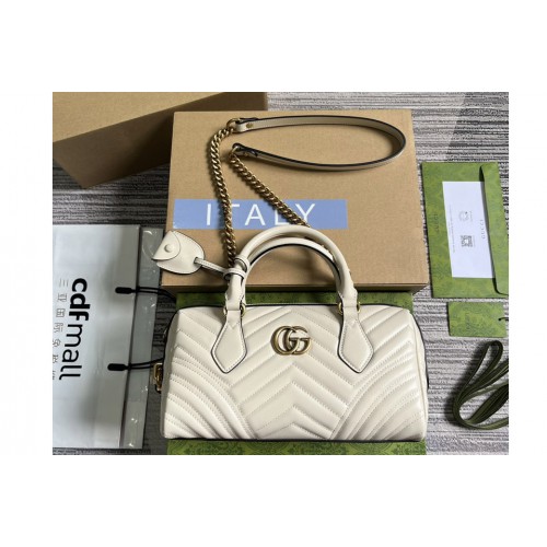 Gucci Marmont Small Top Handle Bag in White matelasse chevron leather Gucci Marmont Small Top Handle Bag in White matelasse chevron leather