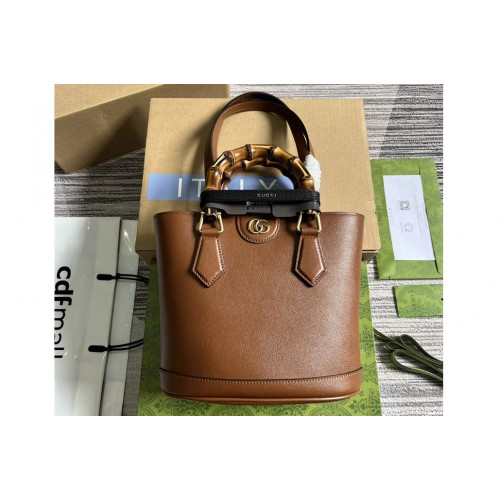 Gucci Diana Small Tote Bag in Brown leather