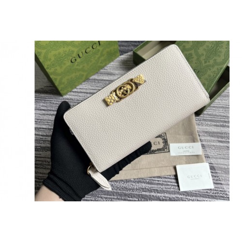 Gucci Zip Wallet With Interlocking G Python Bow in White leather