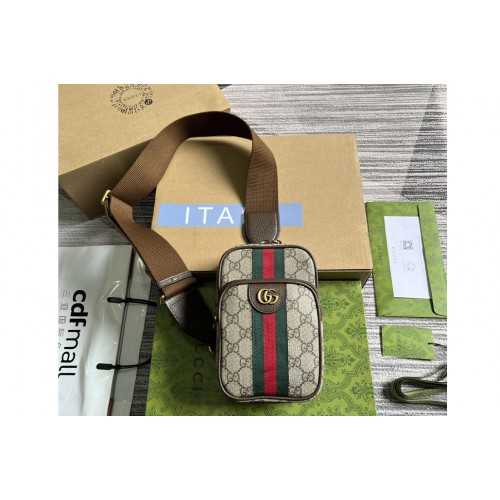 Gucci Ophidia Mini Bag in Beige and ebony Supreme canvas