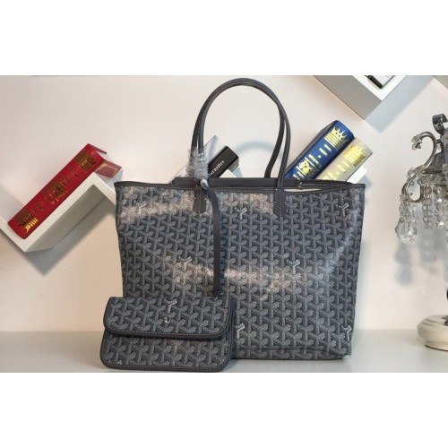 Goyard Saint Louis PM bag in Gray Goyardine Canvas & Chevroches Calfskin