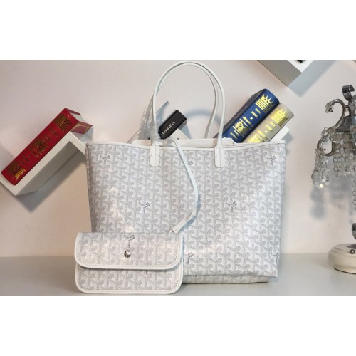 Goyard Saint Louis PM bag in White Goyardine Canvas & Chevroches Calfskin