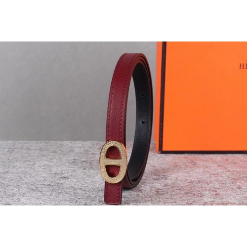 Womens Hermes 13mm Mini Athena buckle Reversible belt in Bordeaux Epsom Leather