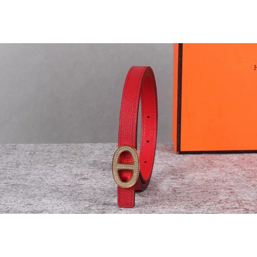 Womens Hermes 13mm Mini Athena buckle Reversible belt in Red Epsom Leather