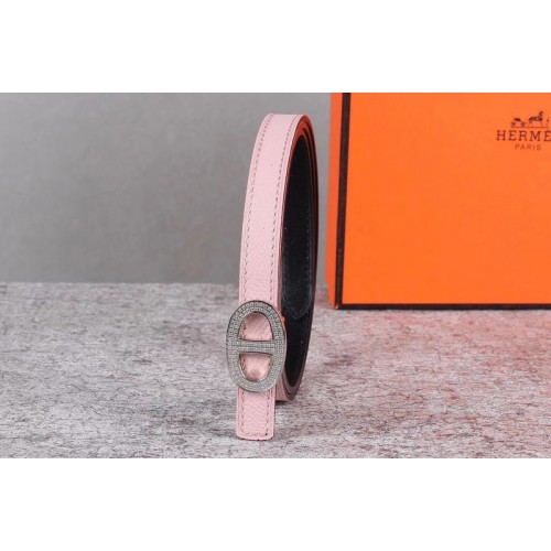 Womens Hermes 13mm Mini Athena buckle Reversible belt in Pink Epsom Leather