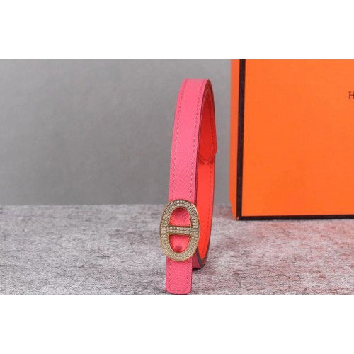 Womens Hermes 13mm Mini Athena buckle Reversible belt in Rose Epsom Leather