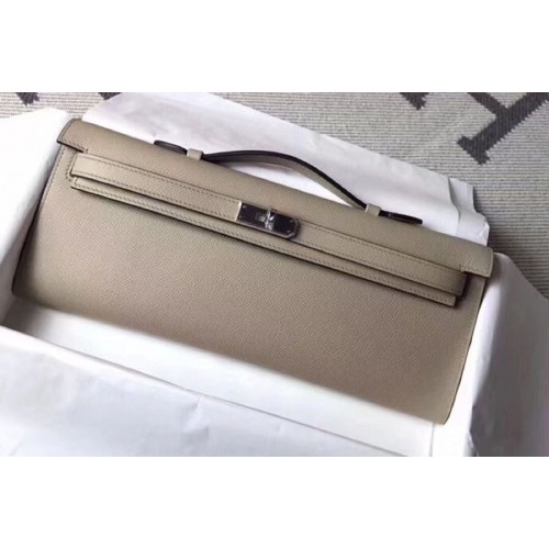 Hermes Kelly Cut 31cm Epsom Leather Clutch Handmade Windbreaker Gray