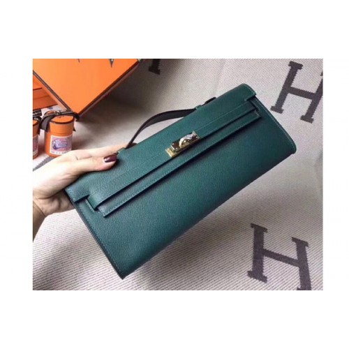 Hermes Kelly Cut 31cm Epsom Leather Clutch Handmade Green
