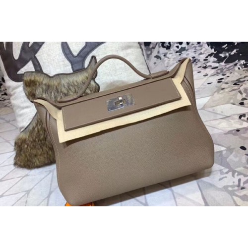 Hermes Kellyw 24cm Original Togo Leather Bags Handmade Gray