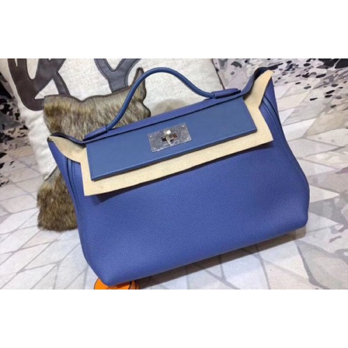 Hermes Kellyw 24cm Original Togo Leather Bags Handmade Blue