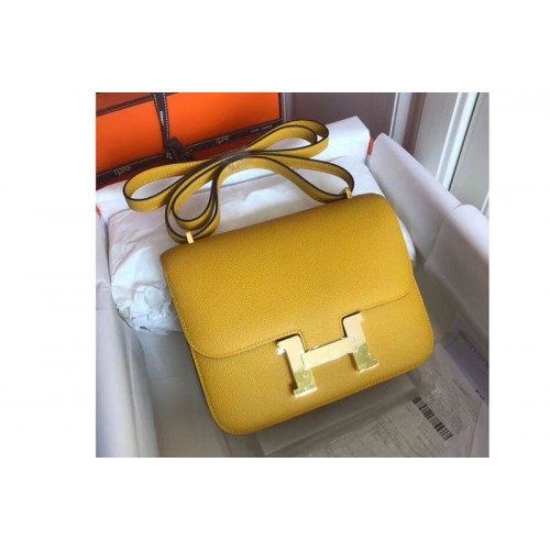 Hermes Constance 19cm Bag Original Epsom Leather Gold Yellow