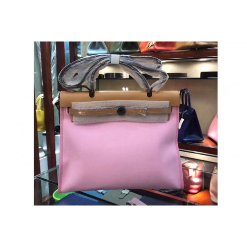 Hermes Herbag 31cm Pink Canvas Bag