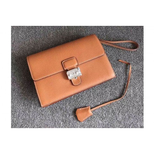 Mens Hermes 24cm Clutch Bag Original Swift Leather Tan