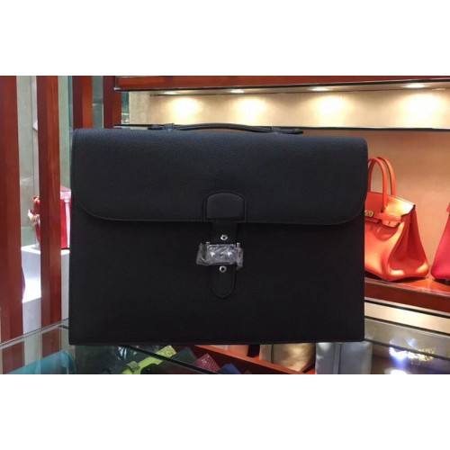 Mens Hermes Sac a Depeches 38cm Briefcases Bags Original Togo Leather Black