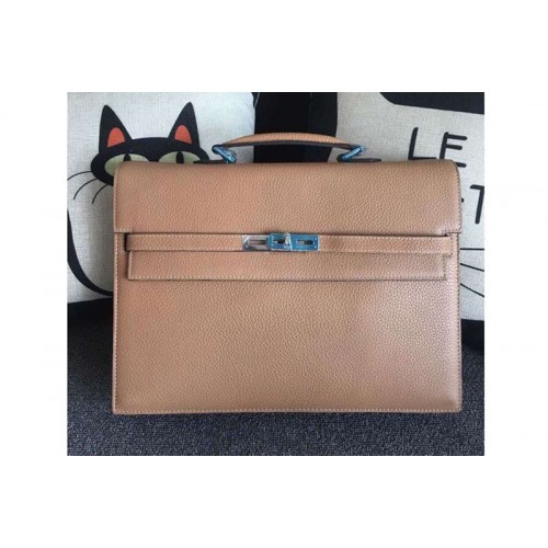Hermes Kelly Depeche 37mm Briefcase Bags Original Togo Leather Apricot
