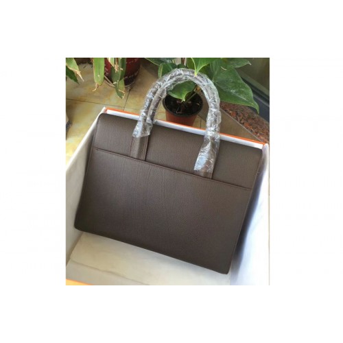 Mens Hermes 38cm Messenger Bags Original Togo Leather Gray