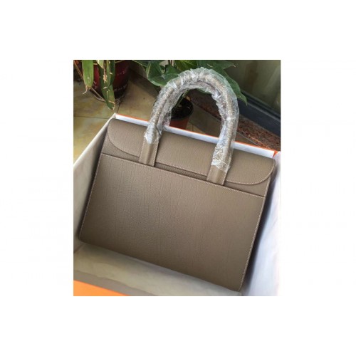 Mens Hermes 38cm Messenger Bags Original Togo Leather Grey