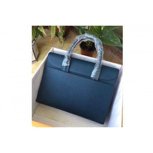 Mens Hermes 38cm Messenger Bags Original Togo Leather Blue