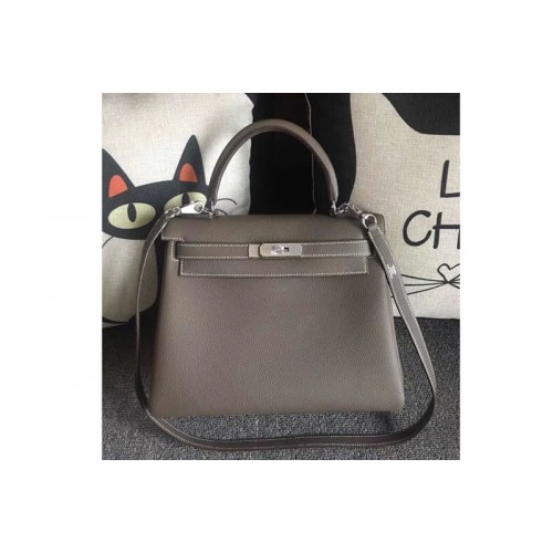 Hermes Kelly 28 Tote Bags Original Togo Leather Handstitched Gray