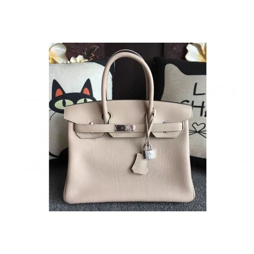 Hermes Birkin 30 Tote Bags Original Togo Leather Handstitched Light Gray