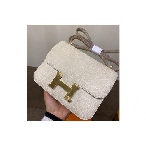 Hermes constance 19 Bag in White Epsom Leather with Gold Buckle