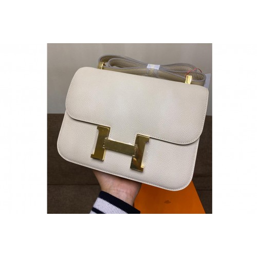 Hermes constance 23 Bag in White Epsom Leather with Gold Buckle
