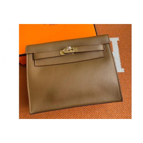 Hermes Kelly Danse 22cm Bag in Brown Evercolor Leather with Gold Buckle
