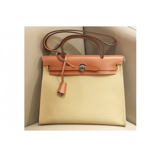 Hermes herbag zip 31 bag in Brown Yellow Officier canvas and Leather
