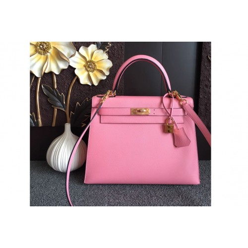 Hermes Kelly 28 Bag in Pink Epsom Leather With Gold
