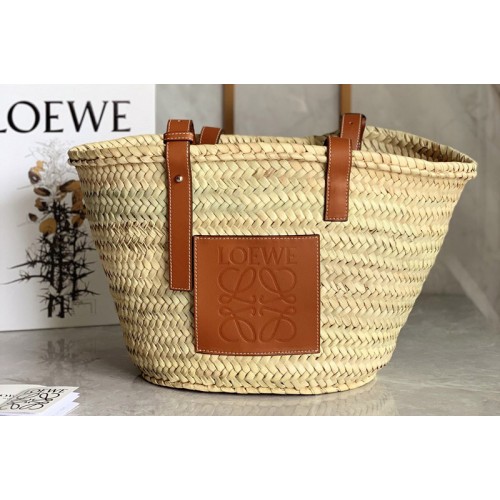 Loewe Basket bag in Natural Tan palm leaf and calfskin