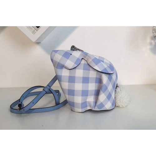 Loewe Bunny Gingham Mini Leather Shoulder Bags Blue