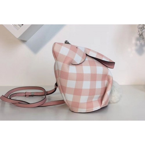 Loewe Bunny Gingham Mini Leather Shoulder Bags Pink