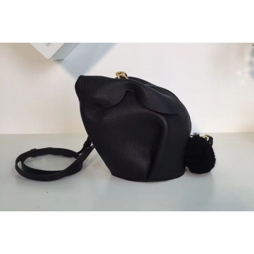 Loewe Bunny Gingham Mini Leather Shoulder Bags Black