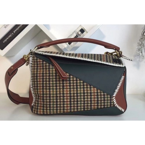 Loewe Puzzle Tweed Bags Original Leather Green