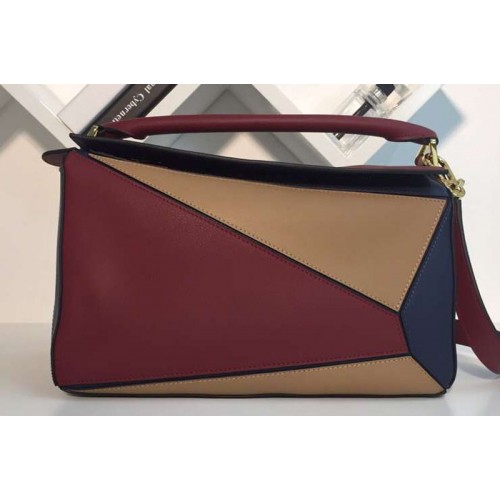 Loewe Puzzle Bags Original Calf Leather Red Blue Khaki