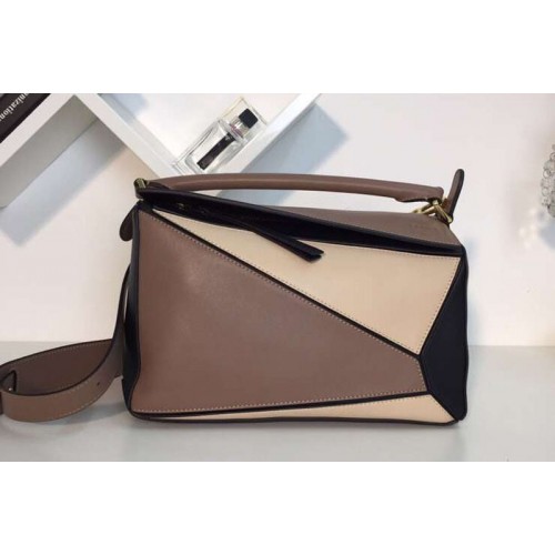 Loewe Puzzle Bags Original Calf Leather Khaki Beige Black
