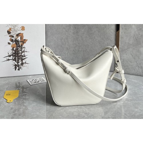 Loewe Mini Hammock Hobo bag in White classic calfskin
