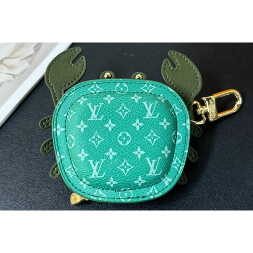 Louis Vuitton M01931 Crab Bag Charm in Green Leather and Canvas